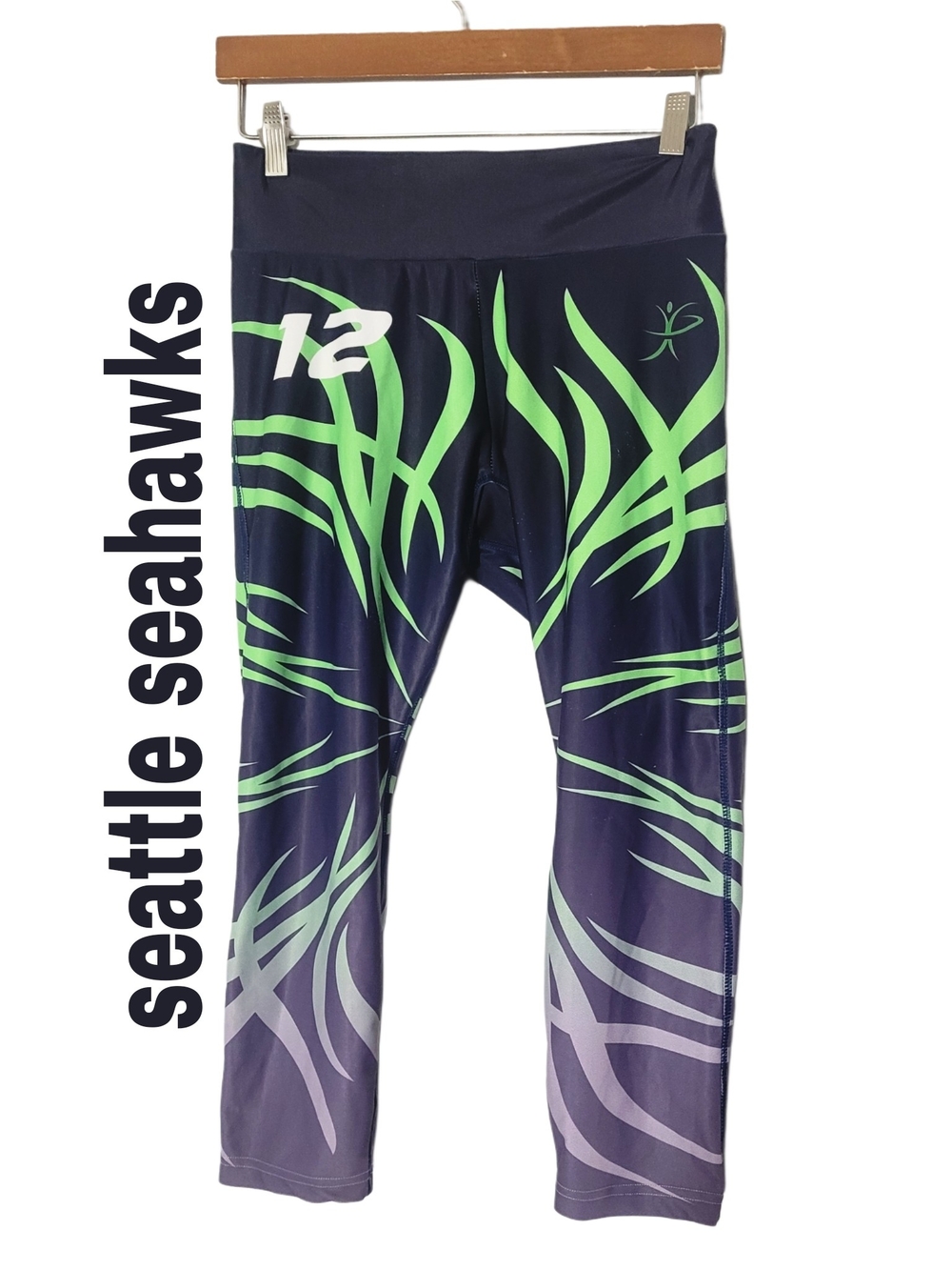 Seattle Seahawks Crooped Lycra  Performance Track Joggers Yoga Work-out